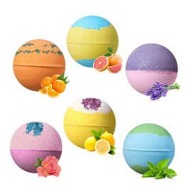 FOMIYES 6pcs Two-tone Natural Bath Balls for Spa Relaxation Adorable Bath Salt Balls Lemon Grapefruit Sweet and Soothing Skin Care Experience