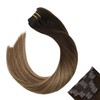 Ugeat Clip in Hair Extensions Balayage Hair Extensions Darkest Brown