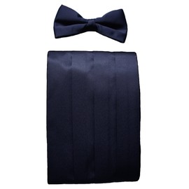 Navy Blue Cummerbund & Bow Tie Set