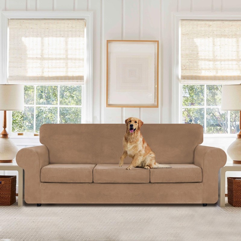 WEERRW 4 Pieces Polyester and Spandex High Stretch Couch Covers