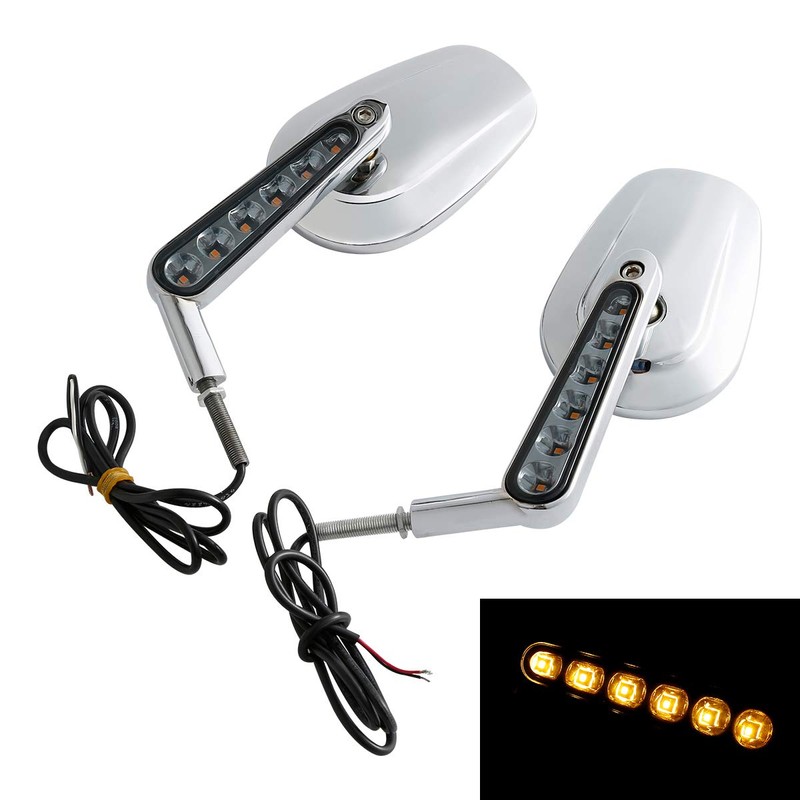 TCMT Pair of Motorcycle Chrome Rear View Mirrors Fits For