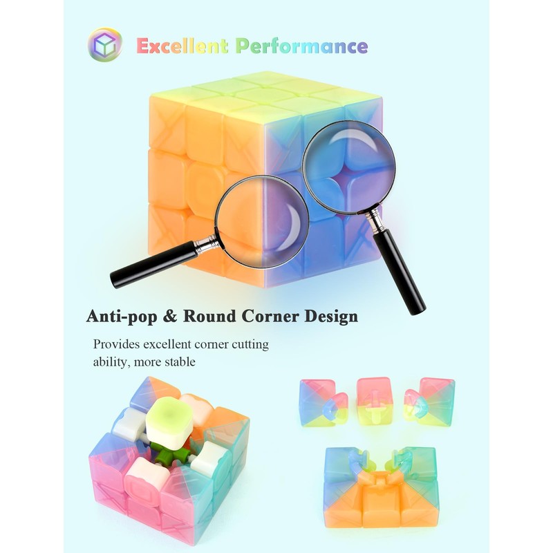 ROXENDA Speed Cube Set, 2X2 3X3 4X4 Pyramid Cube Stickerless