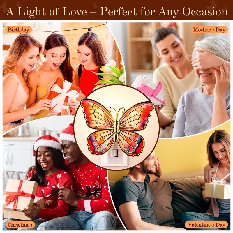 Hohean Butterfly Night Light, 0.6W LED Butterfly Night Light Plug