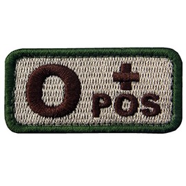 Tactical Type O Positive Blood Group Emblem Embroidered Patch with Hook and Loop Bands Multitan