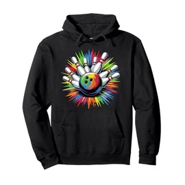 Colorful Bowling Game Day Colorsplash Ball Bowler Men Women Pullover Hoodie