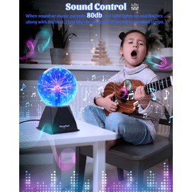 Theefun Blue Plasma Ball: True 6 Inch Ball with 3.5 Inch Base, Plasma Globe Christmas Gifts Touch & Sound Sensitive Lamp Electric Lightning Novelty Light for Parties, Home, Prop, Room Decoration