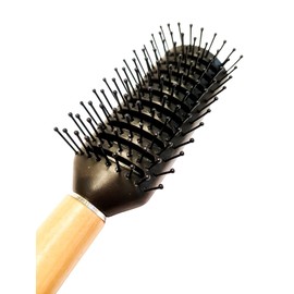 Super Mundo 96330 Professional Scoop Brush Plastic Brush for Straightening and Drying Hair with Wooden Handle