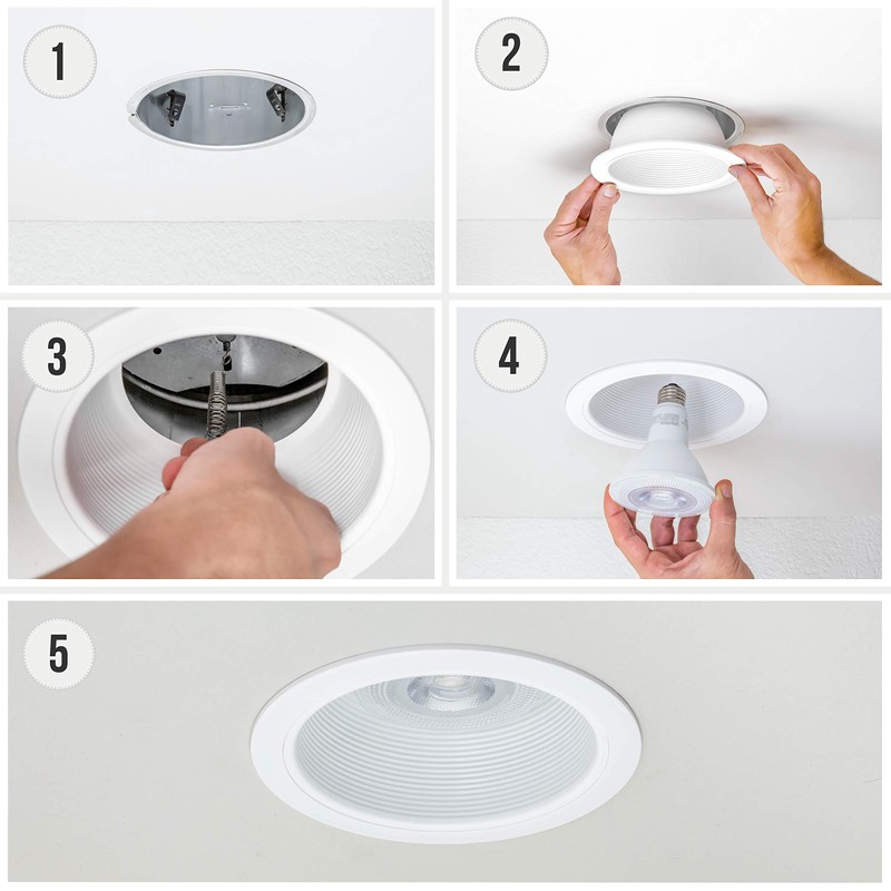 PROCURU [6-Pack] 6" Metal Recessed Can Light Trim Cover, Step