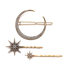 Numblartd Vintage Rhinestone Moon Snowflake Star Hair Clip Bobby Pins - Women Lady Girls Alloy Barrettes Hairpin Side Clip Hair Accessories
