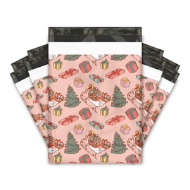 10x13 (100) Santa's Sleigh Christmas Designer Poly Mailers Self Sealing Waterproof Shipping Envelopes Holiday Premium Printed Bags For Small Businesses