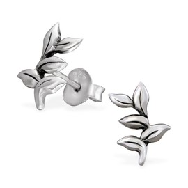 Laimons Women's Stud Earrings Women's Jewellery Leaf Branch Design Oxidised Sterling Silver 925, Silver, No Gemstone