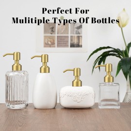2 Pack Brushed Gold 304 Stainless Steel Soap Dispenser Pump Replacement Standard 28/400 Thread for Liquid Soap Lotion Dish Soap Kitchen Bathroom Use