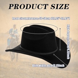 Antsparty Cowboy Hat for Women and Men, Unisex Western Cowboy Hat Wide Brim Badge Felt Hat, Vintage Cowboy Accessories for Western Theme Party