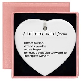 Will You Be My Bridesmaid-Bridesmaid Proposal Gifts from Bride-Bridal Shower Gifts-Wedding Gifts for Bridesmaids-Bachelorette Party Gifts for Her Besties Friends Women-Ceramic Heart Shaped Ornament
