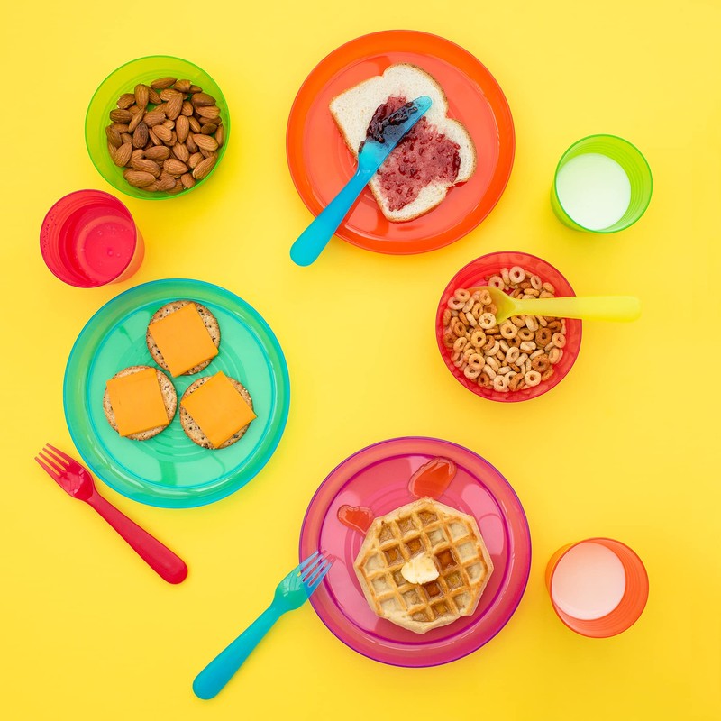 Cuddly Hippo Kids Plastic Dinnerware Set of 72 Multi Color