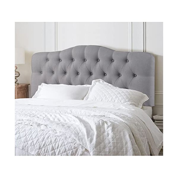 Rosevera Givanna Upholstered Polyester Curved Top Easy Assemble Tufted Adjustable Headboard for Bed Room, Twin, Grey