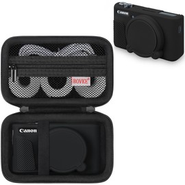 BOVKE Protective Case and Soft Cover for Canon PowerShot SX740/ SX730 Digital Camera, Silicone Rubber Camera Sleeve with Hard Carrying Case fits Canon Sx740, Black
