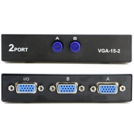 PASOW VGA 2 in 1 Out 2 Port VGA Switch Press Button Two Way VGA Vedio Switch for PC TV Monitor -Black