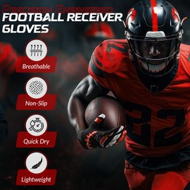 RED WORLD Football Gloves (Black, Adul-Small)