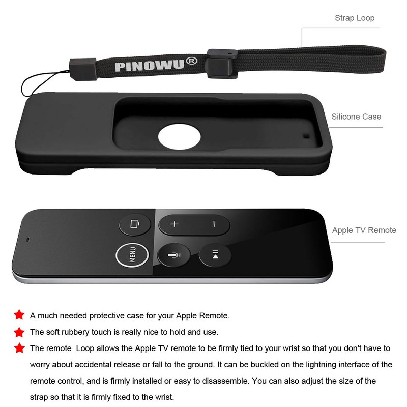 Pinowu Silicone Case for Apple TV 4K/4th Gen Remote, Lightweight