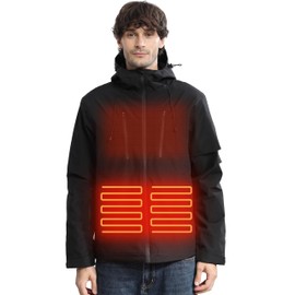 CHANGEOWN Heated Jacket for Men with 16000mAh Battery, 5 Heating Zone Windproof & Waterproof Heated Hunting Jacket Hoodie 3 Temperature Levels, Electric heated coat for Outdoor Hiking Cycling, L