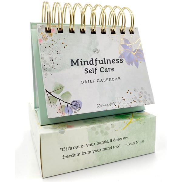 MESMOS 366 Daily Mindfulness Perpetual Calendar, Unique Office Desk Decor, Inspirational Gifts, Cute Desk Accessories, Watercolor Design
