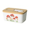 WAIT FLY Mushroom Ceramic Butter Dish with Bamboo Lid and