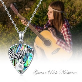 VONALA Music Necklace 925 Sterling Silver Piano / Violin / Headset / Guitar Treble Clef Pendant Necklace Music Note Jewellery Gifts for Ladies Ladies, Sterling Silver, No Gemstone