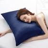 HommxJF Navy Blue Satin Pillowcases with Zipper （20x26）,Standard Size Pillowcases