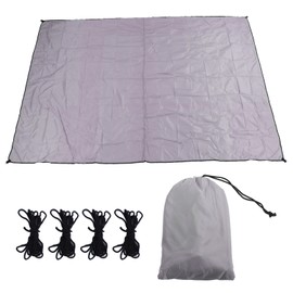 Canopy Canvas Stainless Steel 2x3m Rectangle Canopy with Four Ropes for Courtyard Grassland Garden Gray