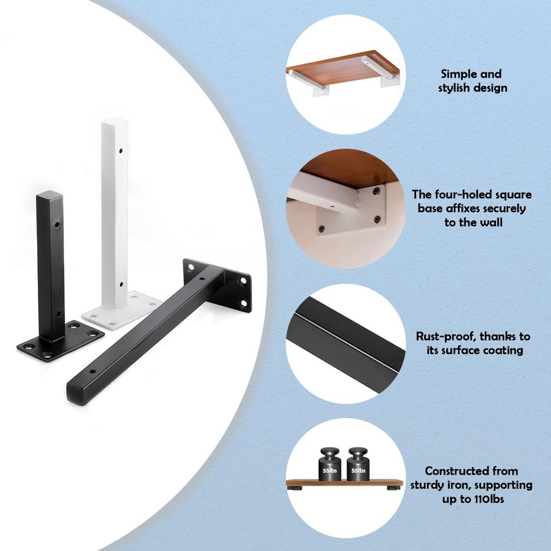 4 Pack Multi-Sized Premium Heavy Duty Shelf Brackets, Steel Thickened