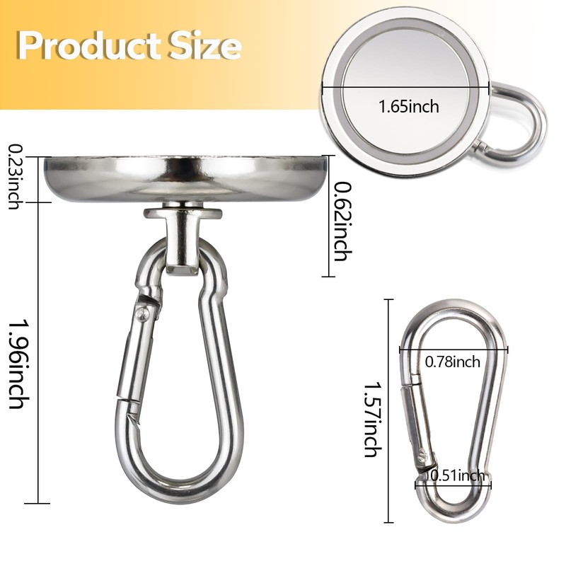 MIN CI Strong Magnetic Hooks, 48lbs（22kg） Strong Magnets Hooks Heavy