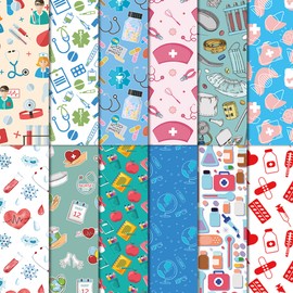 Dorgua 36Pcs Nurse Pattern Paper - 6" x 6" Medical Decorative Paper - Doctor Scrapbook-Paper Cardboard Card Stock DIY Crafts for Nurse Day Graduation Card Making Photo Album Crafts Arts Decor