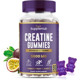 Creatine Gummies 5000mg - Creatine Monohydrate with BCAA & L-Taurine (90 Gummies), Vegan, Sugar Free, Gym Supplement, PassionFruit Flavour
