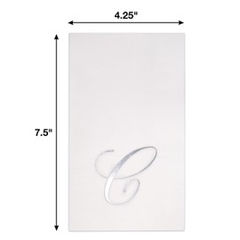 Gift Boutique 100 Silver Monogram on White Guest Napkins Letter C Disposable Paper Pack Elegant Metallic Silver Foil Dinner Hand Napkin for Bathroom Powder Room Wedding Holiday Decorative Towels