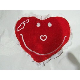 Undisclosed Valentine's Day Red Velvet Heart Embroidered Smile Face Plush 8 1/2"