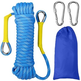 Outdoor Rope 8 mm Braided Nylon Rope 10 m Hiking Rope with 2 Steel Hooks for Hiking Tree Felling Outdoor Sports Camping Garden Outdoors Blue