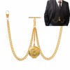 Gold Colour Double Albert Pocket Watch Chain With Locket Pendant