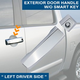 APPERFiT Exterior Door Handle with Key Hole Bezel Cover for Front Door Left Driver Side Chrome Compatible with Nissan Titan 2nd Gen 2017-2021