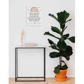 BIWSHA Hold Her A Little Longer Baby Girl Nursery Canvas Wall Art Prints Decor for Home Baby Girl Room,Boho Rainbow Baby Girl Themed Paintings Art Decor 11x14 Inches,Baby Shower Gifts for Girls