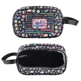 PXTIDY Rn Nicu Kosmetiktasche für Krankenschwestern, transparent, für Krankenschwestern, Medizin, NP, Merch, Krankenschwestern, Wochengeschenke, Schwarz , Transparente Make-up-Tasche