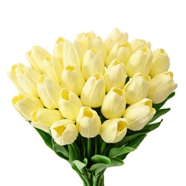Gudwivulyde Artificial Flower Fake Flowers Table Decor Tulips Flowers for Decoration Dining Table Decor Artificial Faux Flowers Fake Tulips (Yellow)