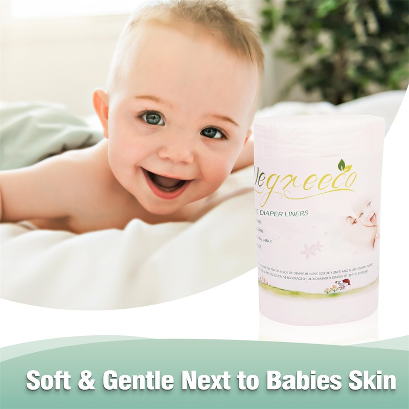 wegreeco Unscented Diaper Liners,Fragance Free and Chlorine Free - 100