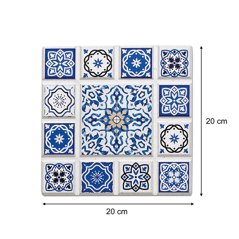 Zassenhaus Oriental Design Ceramic Cross Coaster with Non-Slip Cork Base