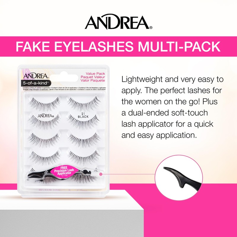 Andrea Fake Eyelashes Multi-Pack with Applicator, 21mm - Natural Look