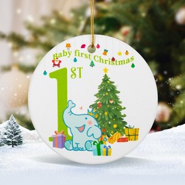 Baby's First Christmas Ornament 2024 - New Parents Gifts, Baby 1st Christmas Ornament 2024 - Ceramic Christmas Ornament