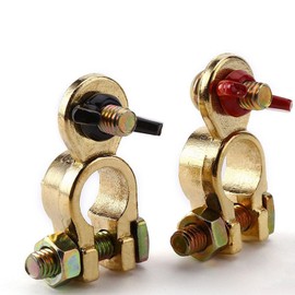 Autokemat Brass Marine Grade Battery Terminal Kit,Car Adjustable Terminal Clamps Connectors with Anti-Corrosion Pad for Boat Automotive RV Marine Use Trucks Vans (1 Pair)