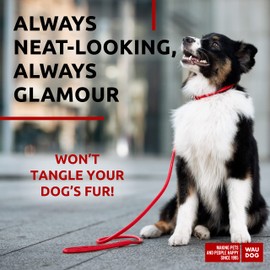 WAUDOG Rolled Leather Dog Leash 4Ft * 0.5 in for Small Medium and Large Dogs - Heavy Duty Leather Puppy Leash for Outdoor Walking Running Training - Strong Dog Leashes for Large Breed Dogs (Red)