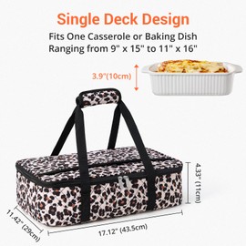 Lunch Bag - Large Insulated Casserole Carrier, Reusable Lunch Box for Men/Women, Insulated Lunch Bag Leakproof Lunchbox for Men Adults Work Picnic Hiking Beach (Leopard Print) 17.12" x 11.42"x 4.53"