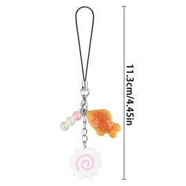 Fish Keychain Cute Phone Charm Bag Charms for Handbags Fish Board Beaded Keychain Bread Food Keychains for Women Cell Phone Charms Strap Womens Keychains Cellphone Decorations Purse Camera Charm